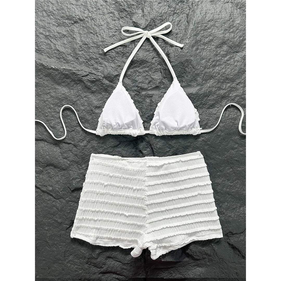 Sequins Starfish Halter High Waist Bikini Female Swimsuit Women Swimwear Two-Pieces Bikini Set Bather Bathing Suit Swim V8215