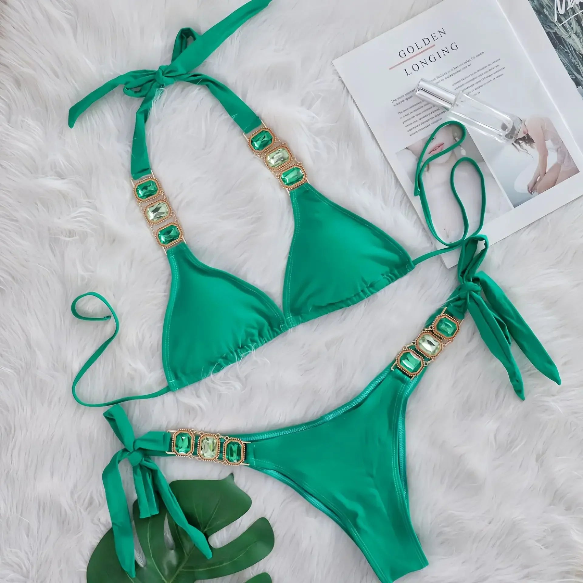 Halter Scrunch Butt Rhintstone Diamond Bikini Women Swimsuit Female Swimwear Two Pieces Bikini Set Brazilian Bathing Suit Swim