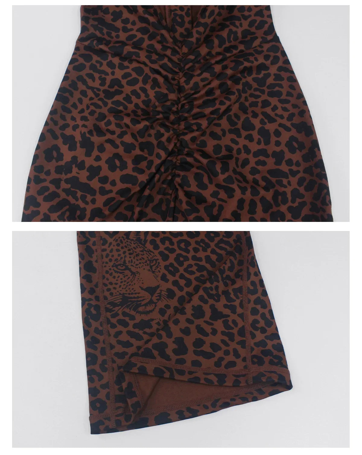 Sexy Brown Leopard Print Yoga Jumpsuit Women Hollow Out Backless Sleeveless Slim Gym Running One Piece Flare Pants Sports Suit