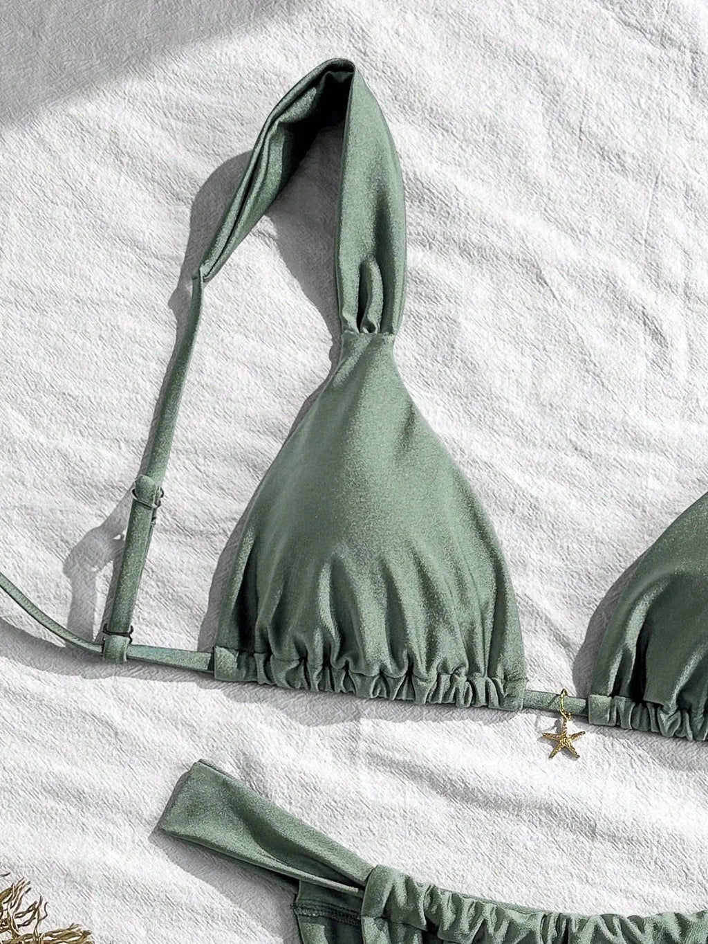 Sexy Starfish Ornament Bikini Set 2026 Women Sky Blue Pleate Push Up Bra Pleate Thong Swimwear Beach Bathing Suit Micro Swimsuit