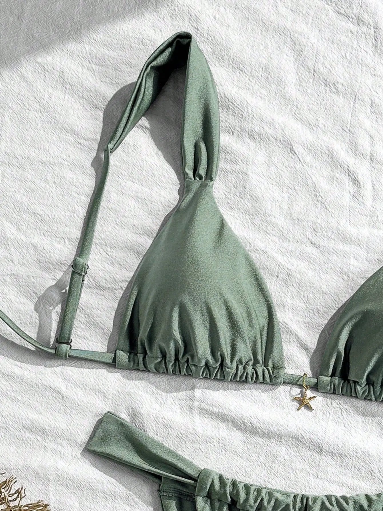Sexy Starfish Ornament Bikini Set 2026 Women Sky Blue Pleate Push Up Bra Pleate Thong Swimwear Beach Bathing Suit Micro Swimsuit