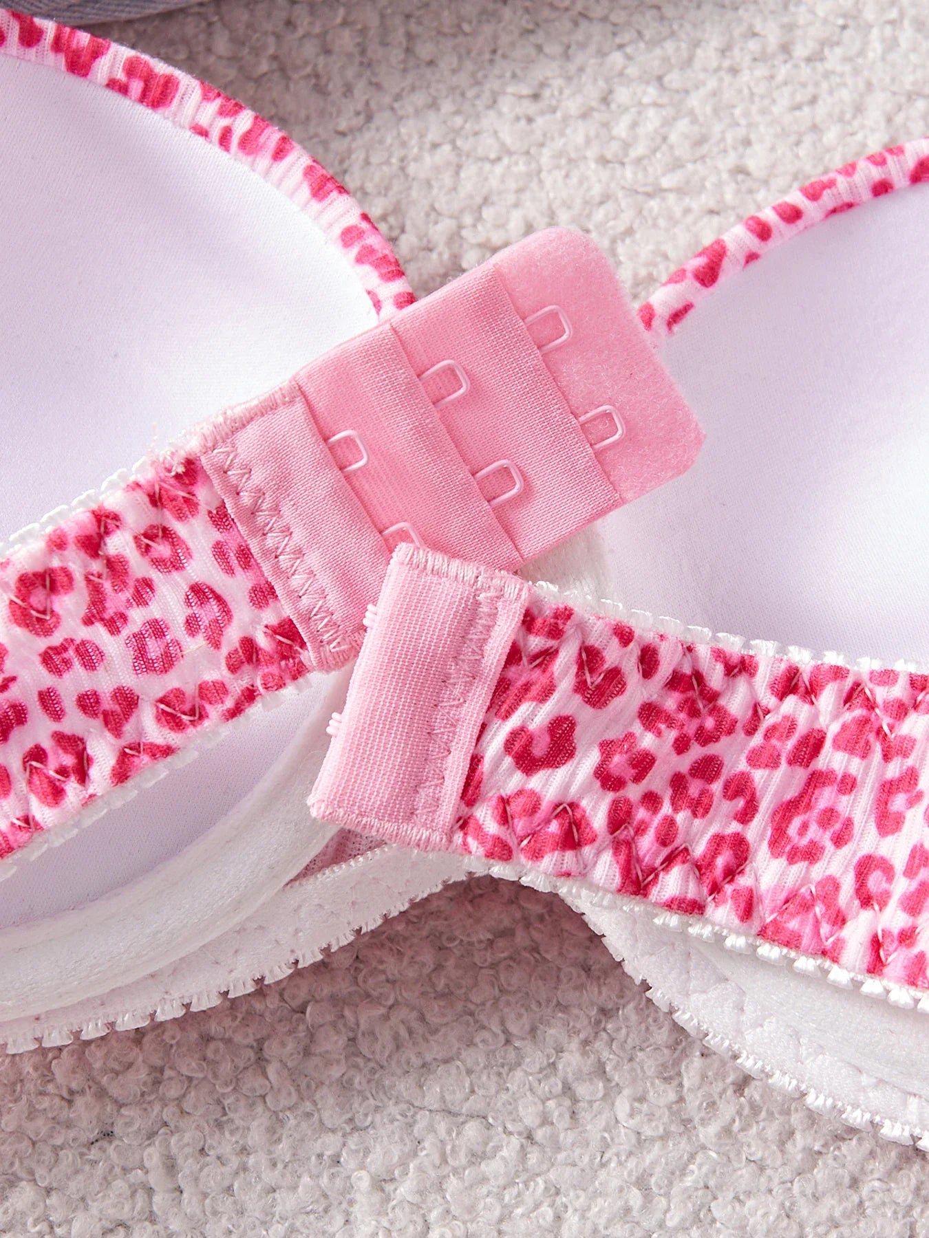 Single Piece Pink Leopard Print Bra Adorable Daily Wear Gathered Effect Feminine Underwear Comfortable Bra for Women