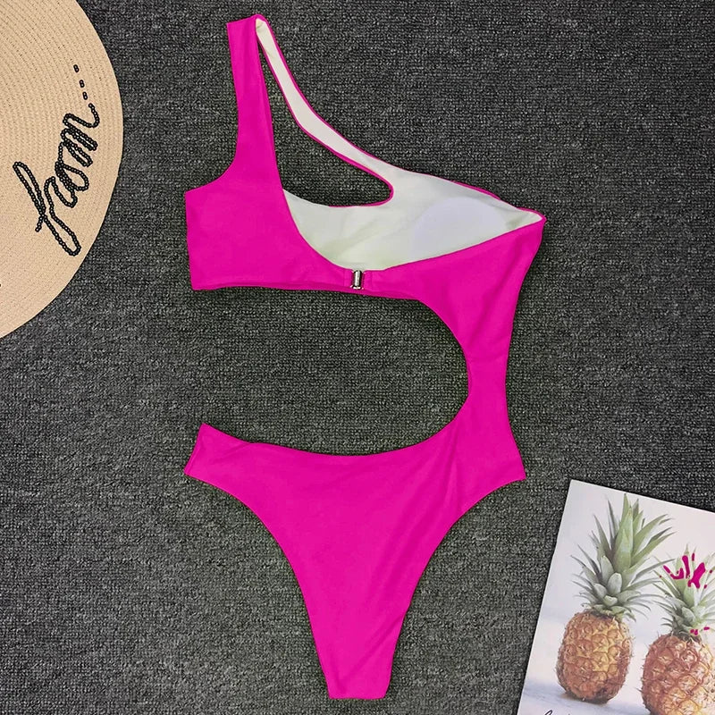 2026 Asymmetric One Shoulder Women Swimwear One Piece Swimsuit Female Monokini Bather High Cut Out Bathing Suit Swim Bodysuit