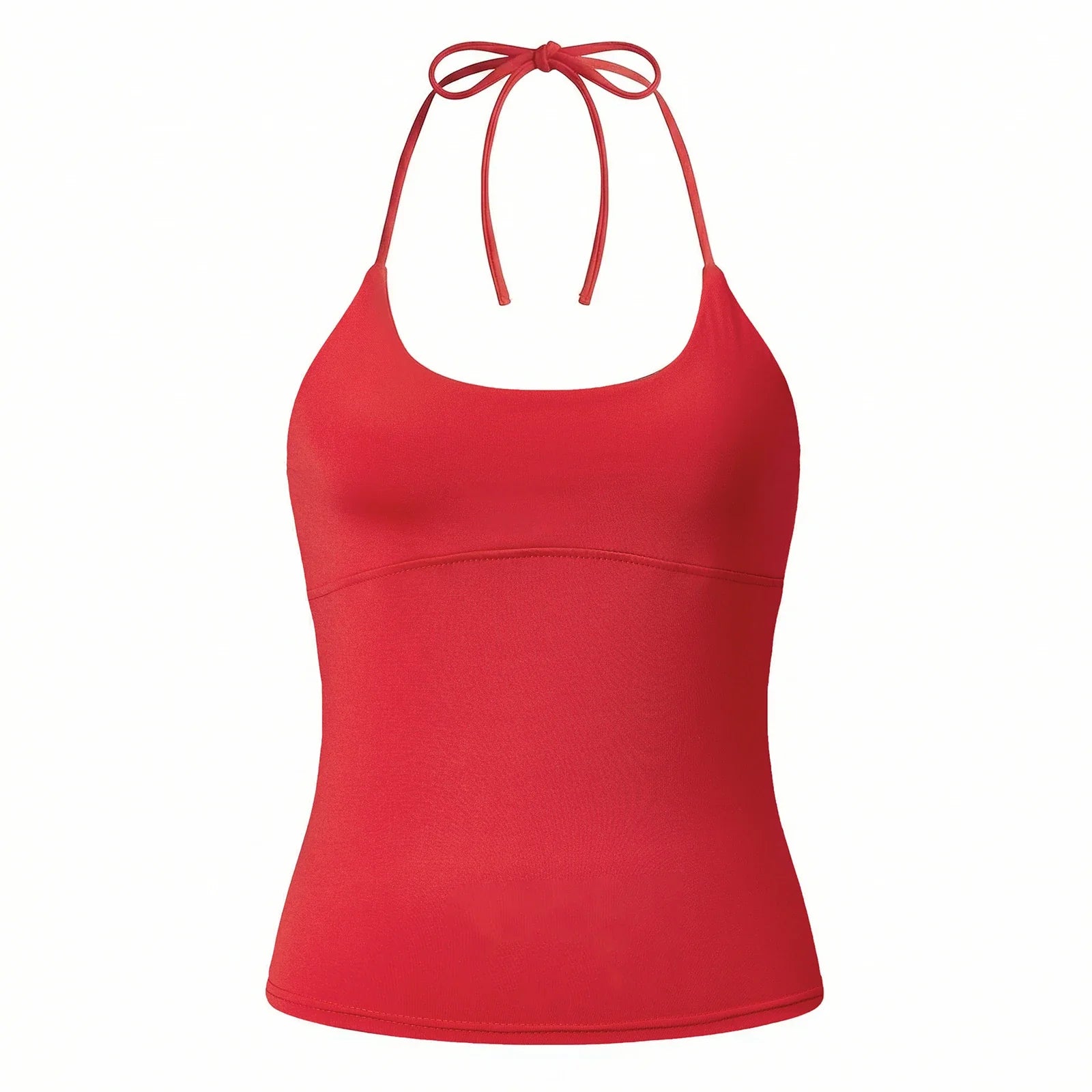 2026 Summer Women Solid Color Basic Vest Tie-up Halter U Neck Sleeveless Slim Fit Tank Tops Trendy Open Back Cami Streetwear