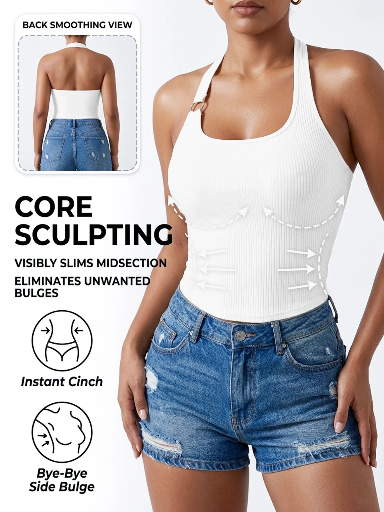 Summer Women's Halter Neck Tank Top Sleeveless Padded Crop Top Casual Vest Slim Fit Camisole for Daily Wear