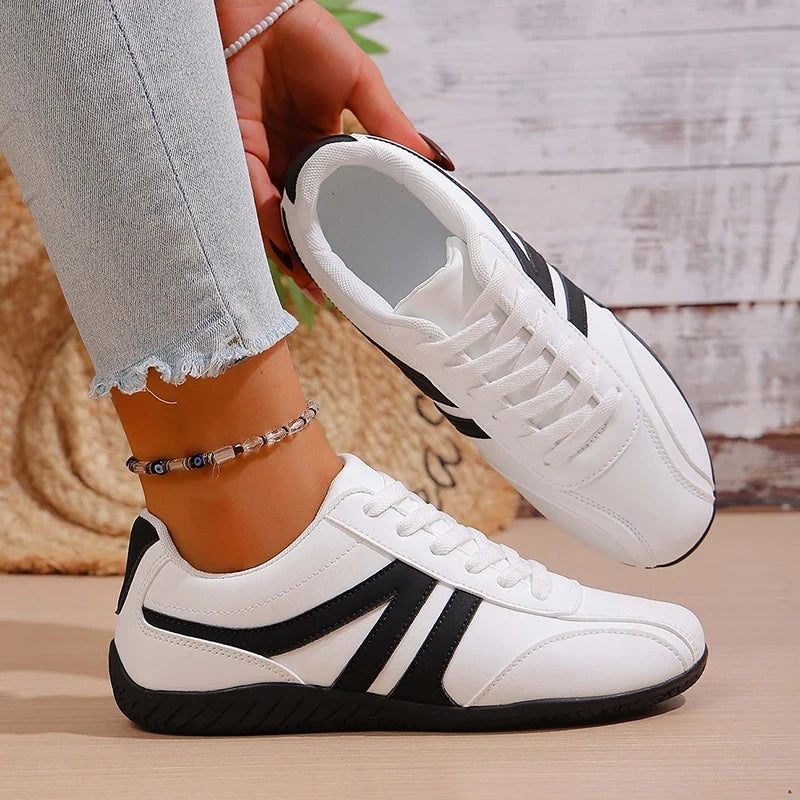 Plus Size 43 Silver Sneakers Women 2026 New Soft Sole Non Slip German Training Shoes Woman Comfortable Fashion Lace Up Flats