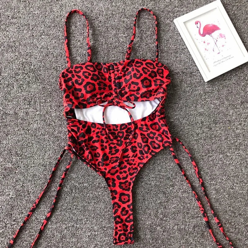 Neon Green Tummy Cut Out Female Swimwear One Piece Swimsuit Women Thong String Monokini High Leg Cut Bathing Suit Swim Bodysuit