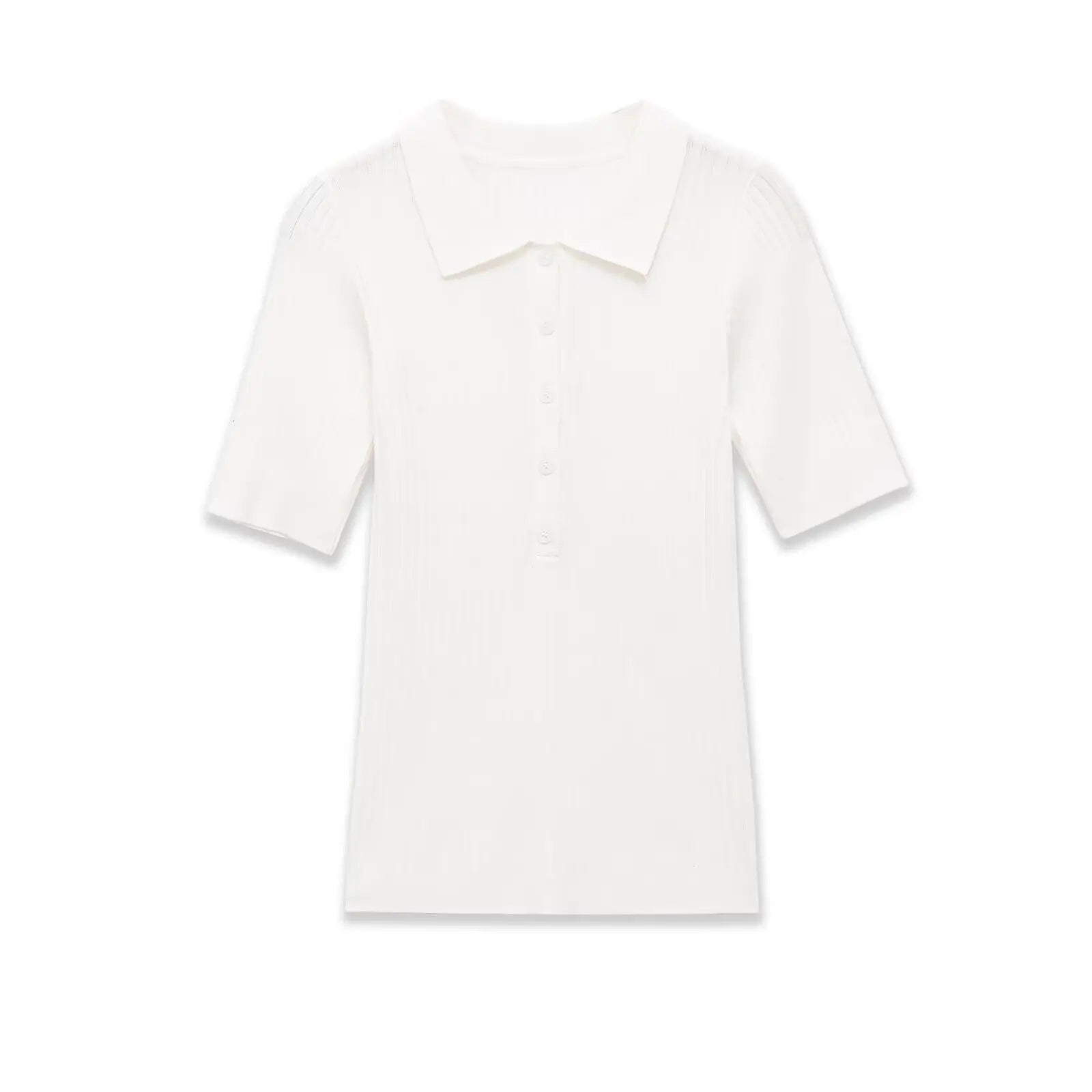 Fashion Casual Short-sleeve Collar Knit Shirt Women White Shirt Short Sleeve Button Down Casual Top For Summer Daily Wear O9JO