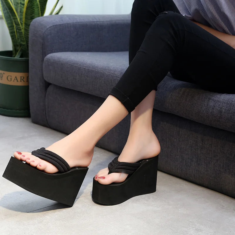 Women Beach Flip Flops Soft EVA Slippers Summer Platform Shoes Woman Super High Heels Female Fashion Slides Wedges Sandals