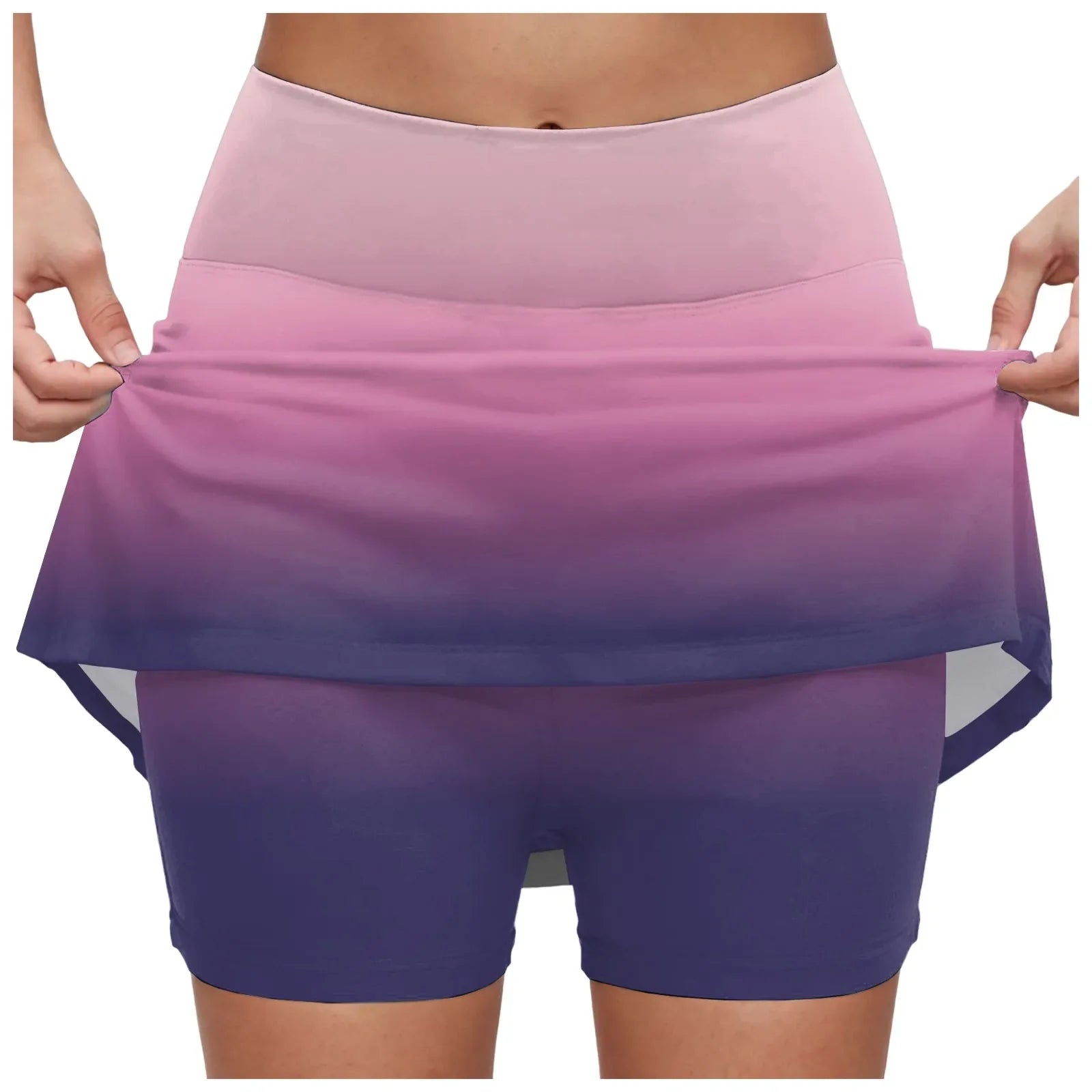 Women's Gradient Tennis Skirts High Waisted Athletic Skort With Built In Shorts Anti Slip Quick Dry Summer Skirt For Sports