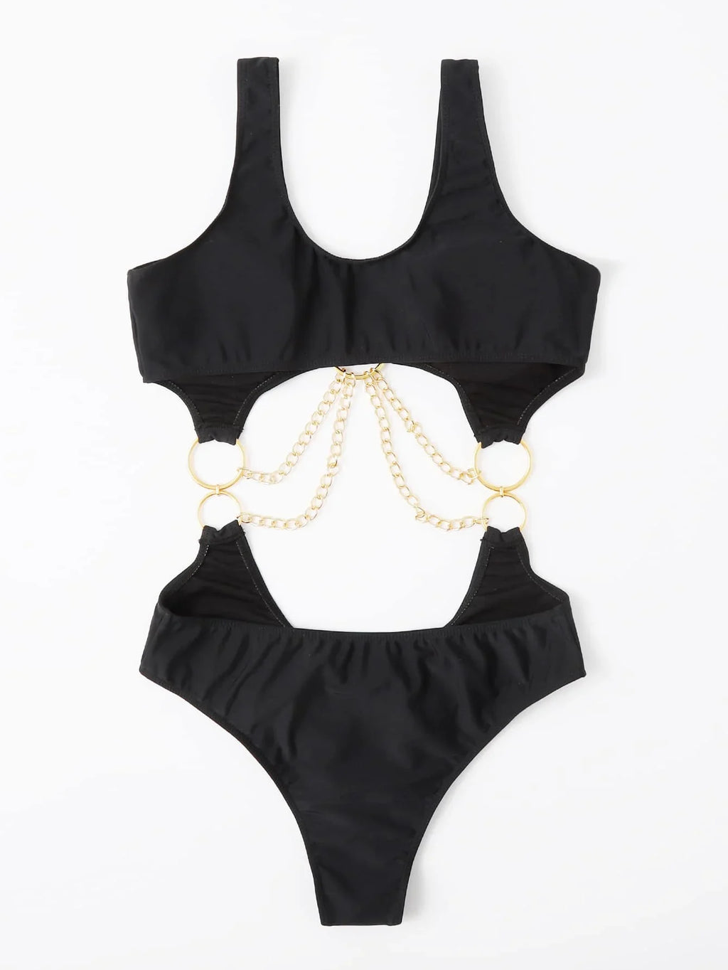 Cut-out Chain Linked One Piece Swimsuit Monokini Swimwear Women 2025 Bathers Padded Beachwear Bathing Swimming Suit Summer