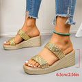 Lightweight Gold Wedge Heel Sandals Women Summer Woven Platform Gladiator Sandals Woman Plus Size 43 Thick Sole Sandalias Mujer