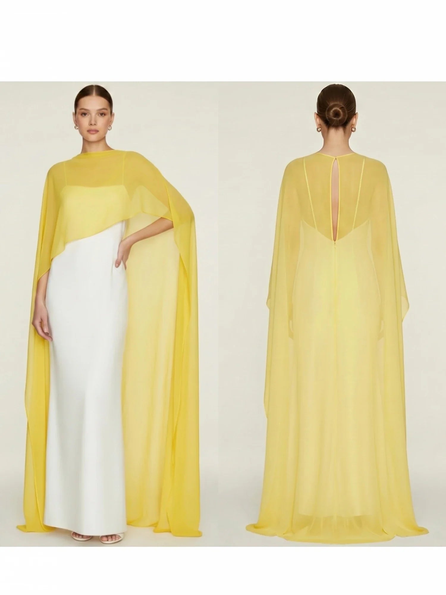 Women's Sheer Chiffon Cape Bat Sleeve Floor Length Shawl Elegant Cover Up Tops Party Evening Cape Blouse f