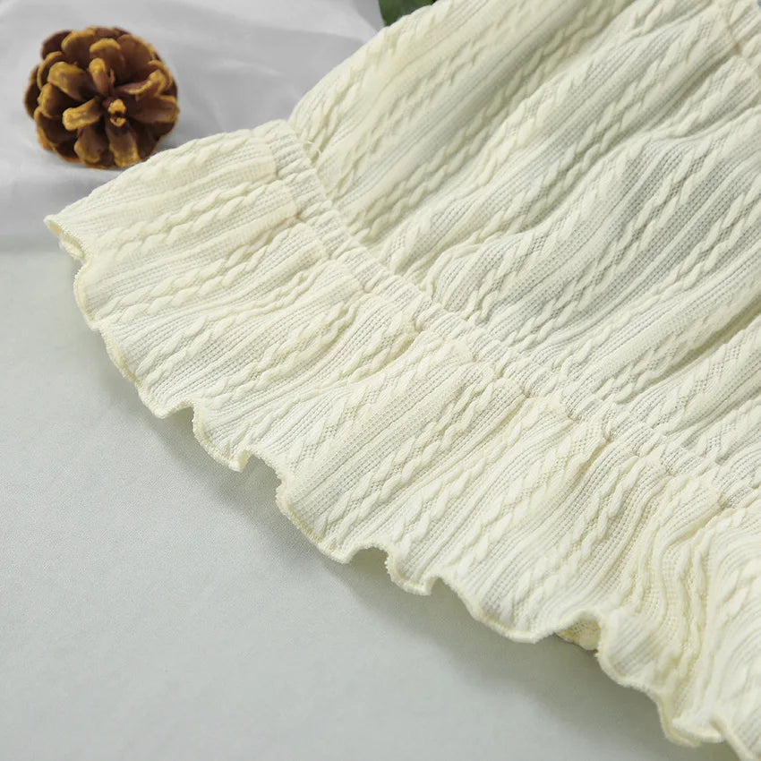 Lace Trim Ruffle Hem U-Neck Strap Cable Textured Cami & Casual Shorts Loungewear Summer Pajamas Set Women Sleepwear