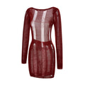 Women Autumn Ripped Knit Dress Long Sleeve Backless Bodycon Mini Dress Summer Fall Club Sexy E-Girl Dresses Female