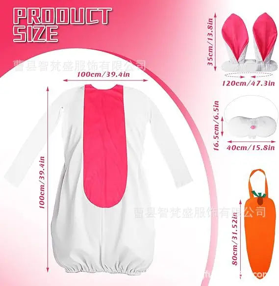 Easter Bunny Costume Women Rabbit Cosplay Outfit Skeleton Bunny Dress Halloween Party Stage Performance Dance Show Costume