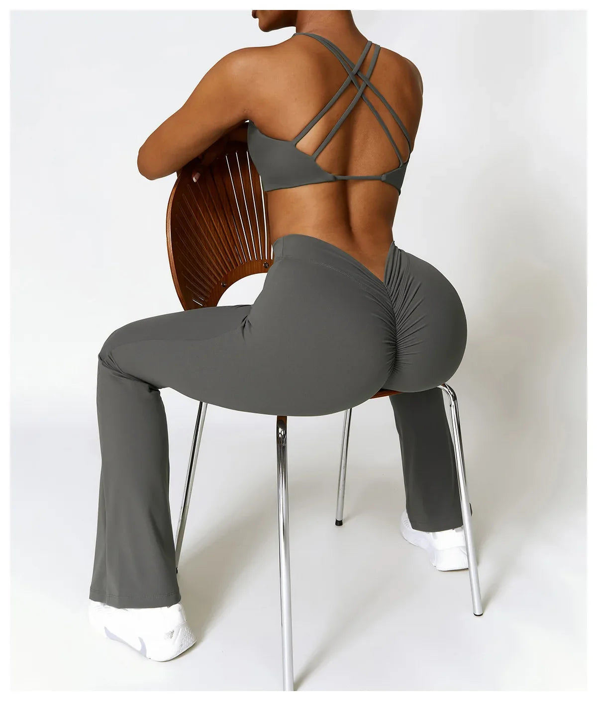 Sexy Sports Leggings Women V Back Scrunch Flares Leggings High Waist Yoga Flares Pants Push Up Gym Leggings Women Yoga Clothes