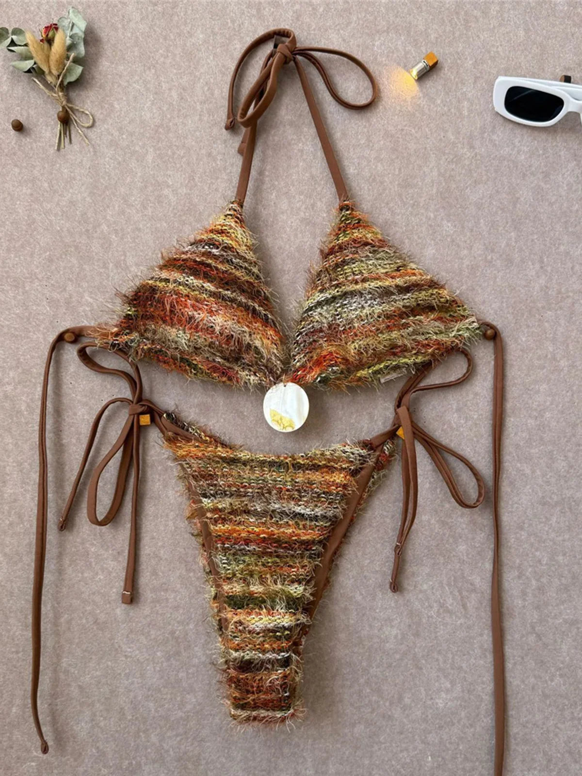 Printed Halter Bikini Women Swimwear Female Swimsuit High Leg Cut Padded Bather Bathing Suit Swim Two-pieces Bikini set K8119