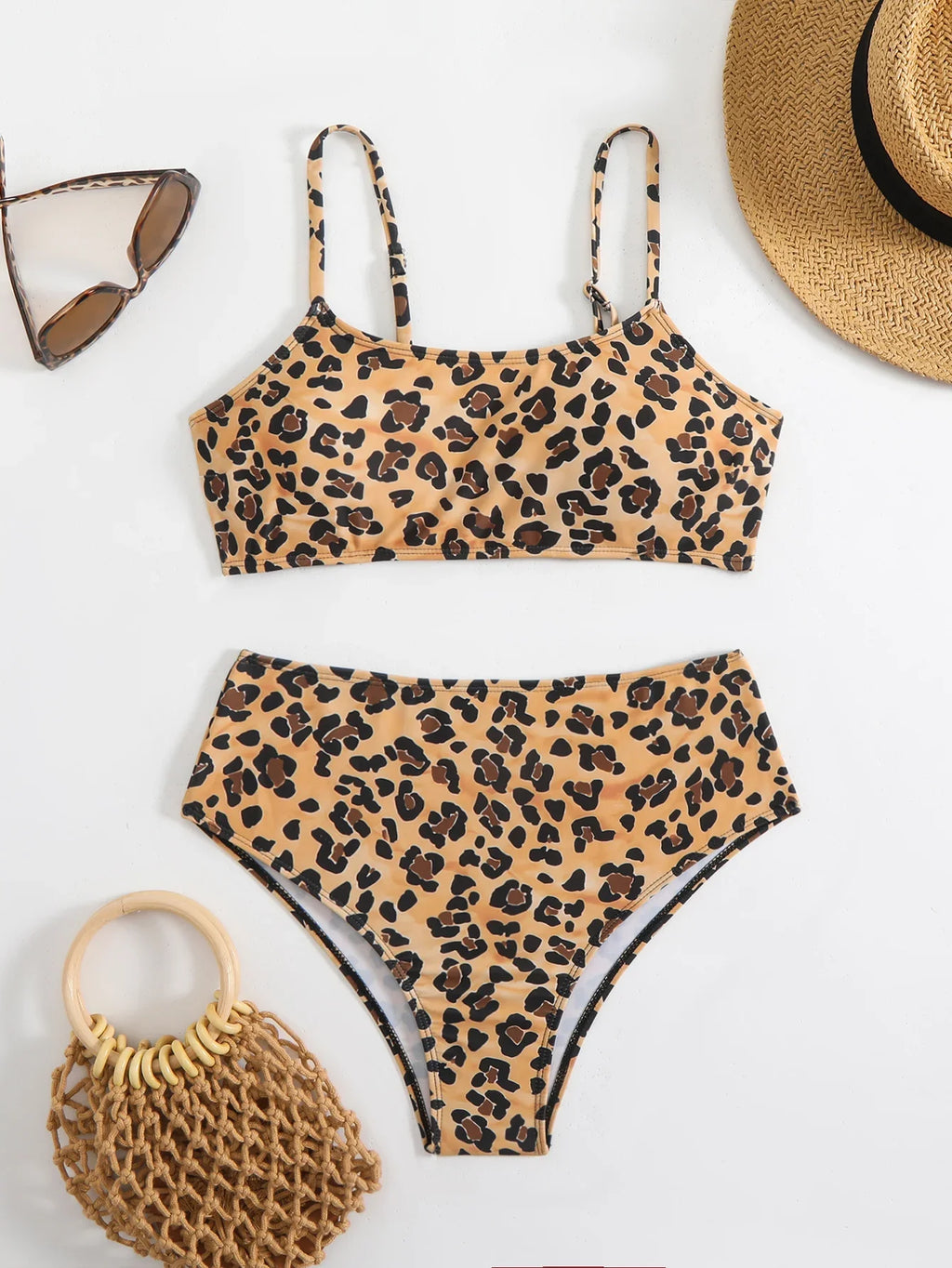 2025 Strappy Bikini High Waist Swimsuit Women Sexy Printed Swimwear Female Bathers Swimming Bathing Swimming Swim Suit Beachwear