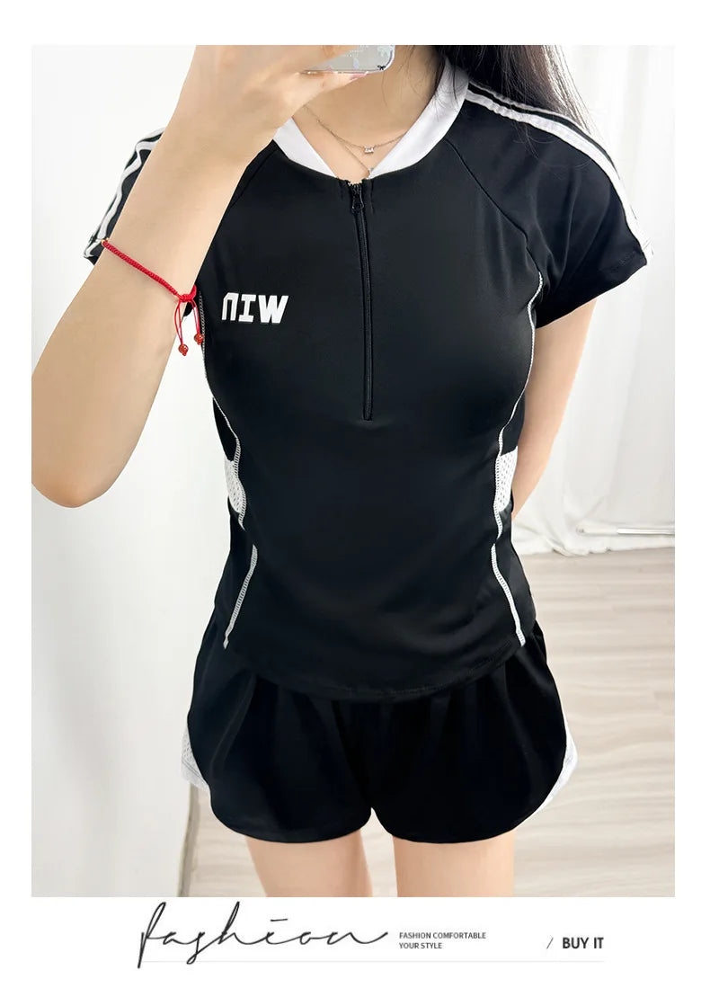 Ladies' Plus Size Swimsuit, Hot Spring Soaking Swimsuit, New Split Slimming and Abdominal Protection Sports Flat Angle Swimsuit