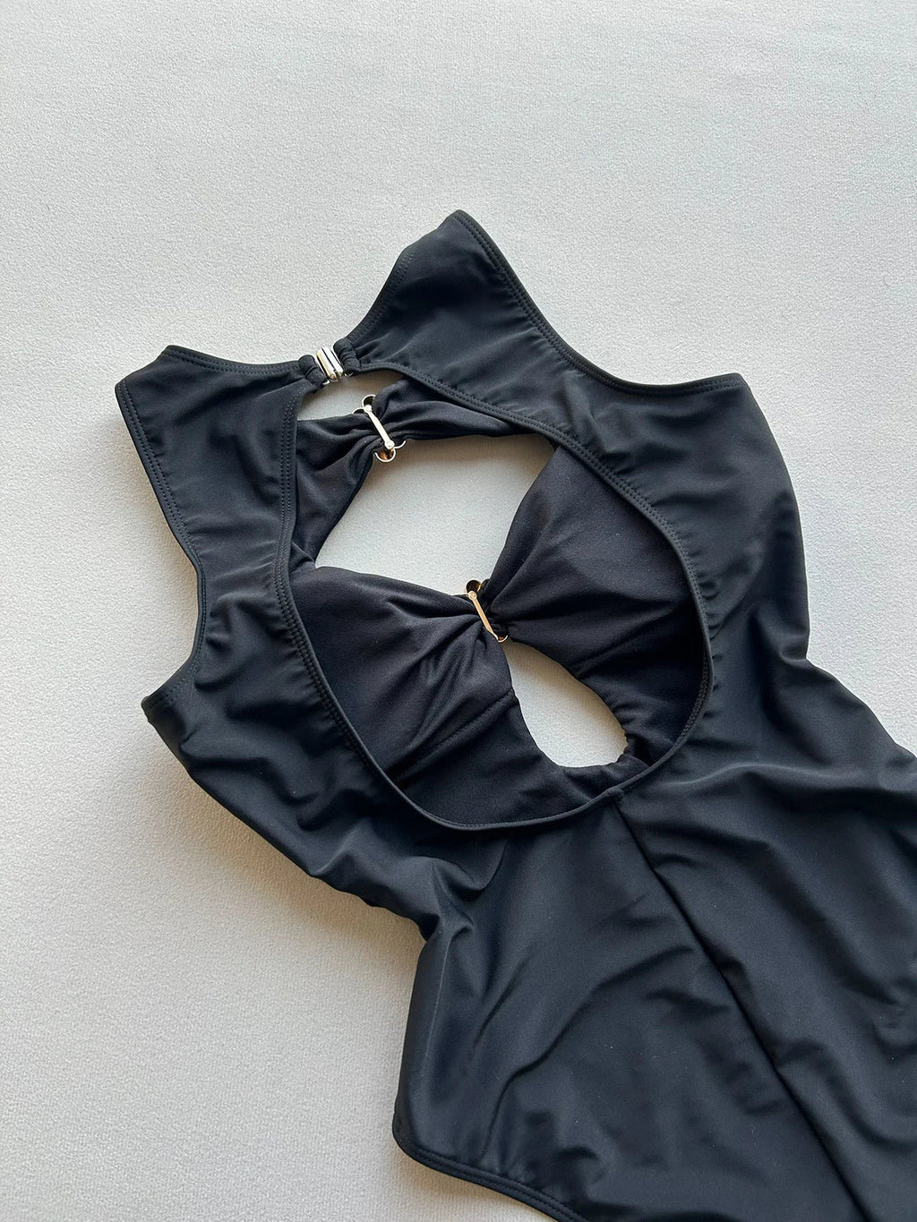 2026 New Summer Women Sexy Hollow Out One-piece Suit Swimwear Bodysuit Ring Decor Swimsuit High Waist Push Up Monokini Beachwear