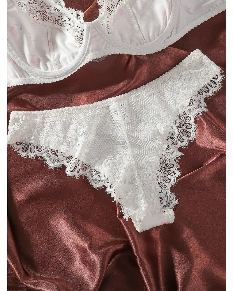 Toucheart Sexy Underwear Intimate Push Up Bra Exotic Sets Bra Set Lace Panties for Women Mesh Patchwork Sexy Lingerie Suit Women