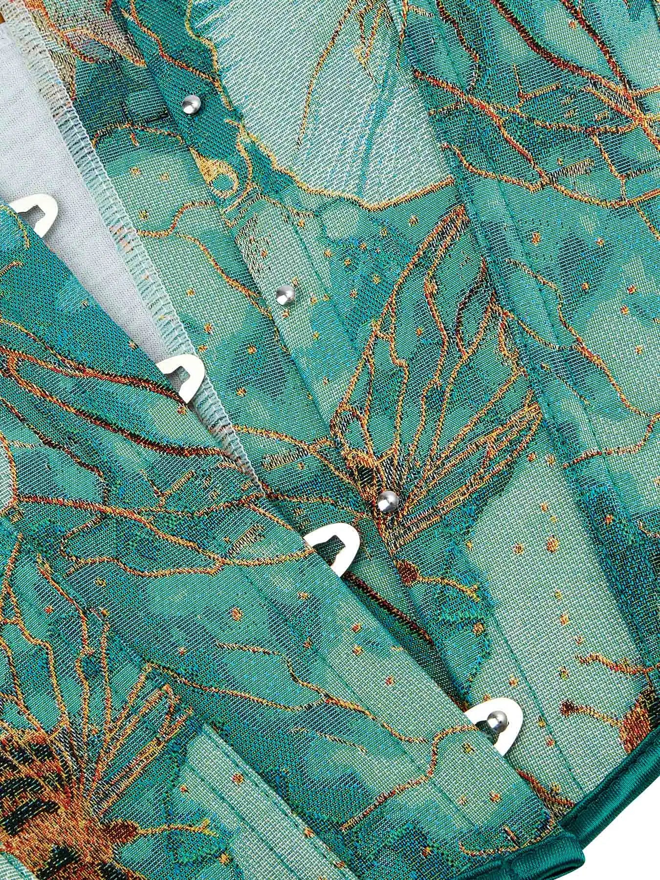 New court style corset corset corset green bee jacquard fabric slimming body shaping coat