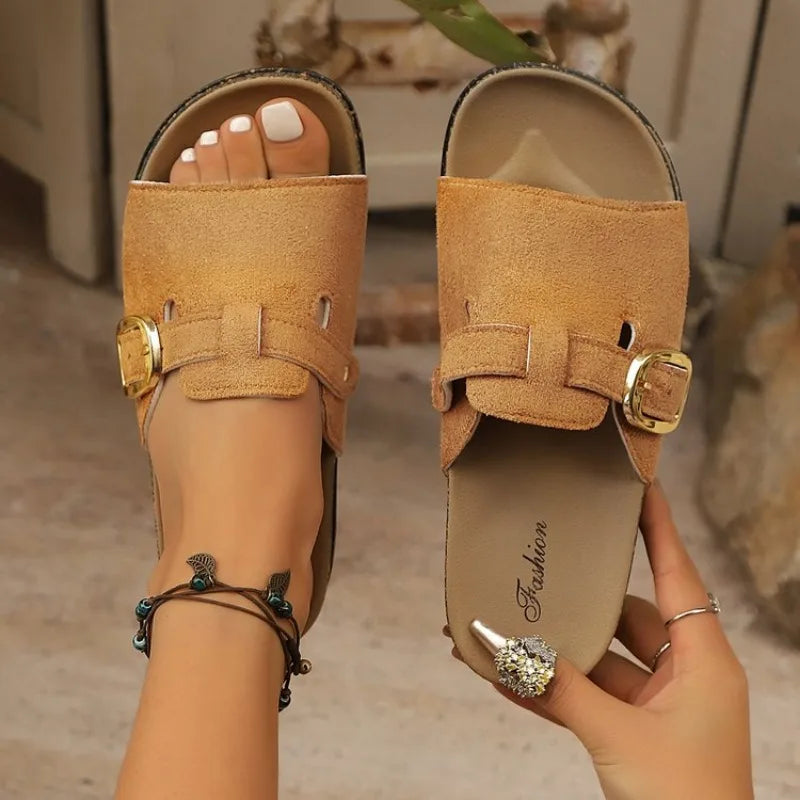Women Lightweight Slippers New Open Toe Soft Cork Indoor Sandals Outdoor Beach Casual Shoes Platform Home Slippers Slides Women