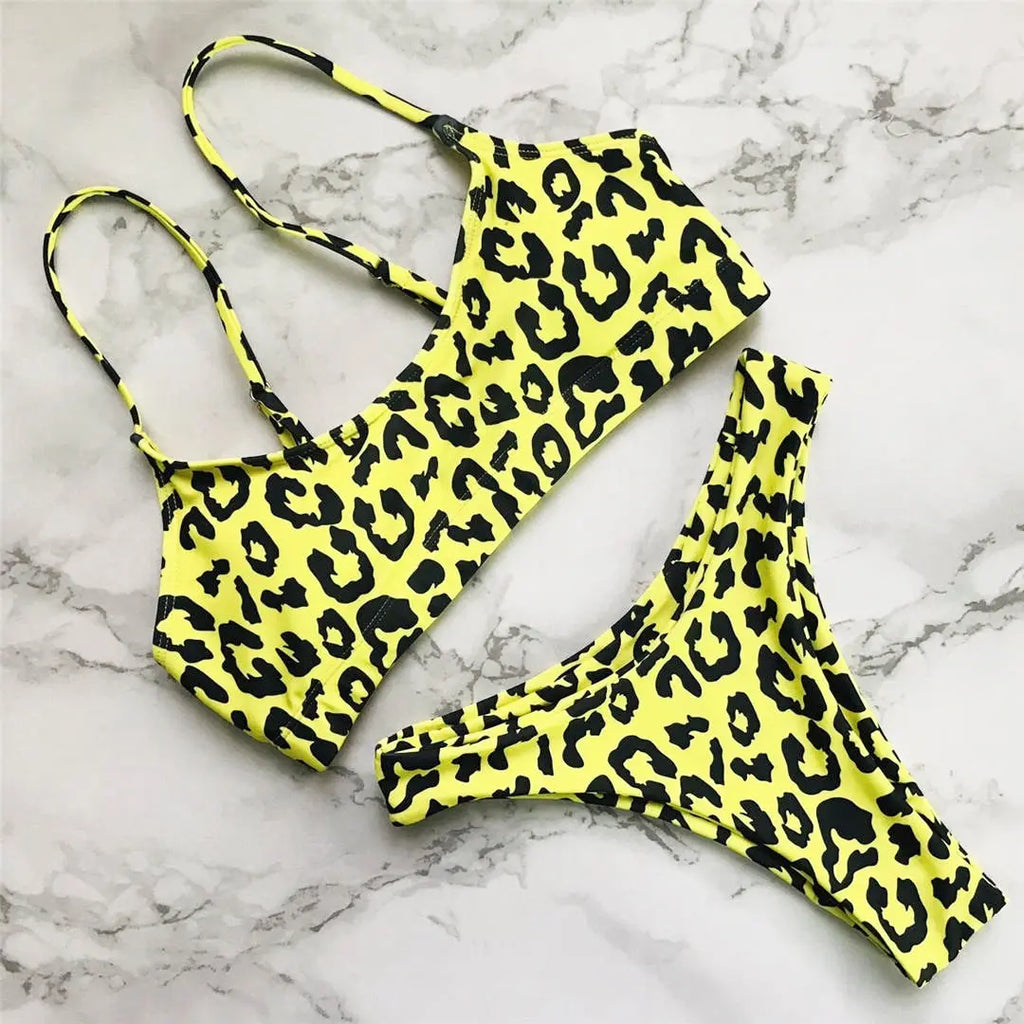 14 Color S - XL Sexy Leopard Bikini Women Swimwear Female Swimsuit Two-Pieces Bikini Set Brazilian Bather Bathing Suit Swim V871