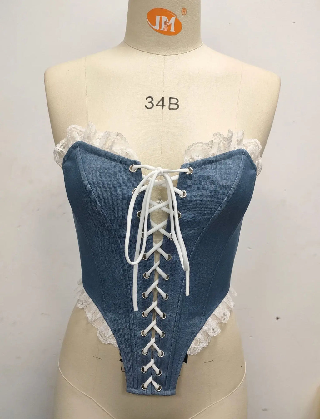 Sexy Imitates Denim Camisole Women Off Shoulder Lace Trim Bandage Cross Slim Fit Fishbone Tank Top 2026 Lady Club Party Vest