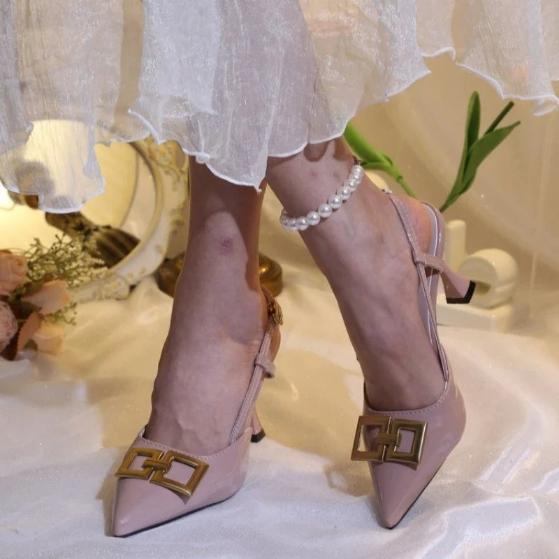 Women's Sandals Fashion Metal Trim Women's Summer New  Dress Women's Heels Shoe