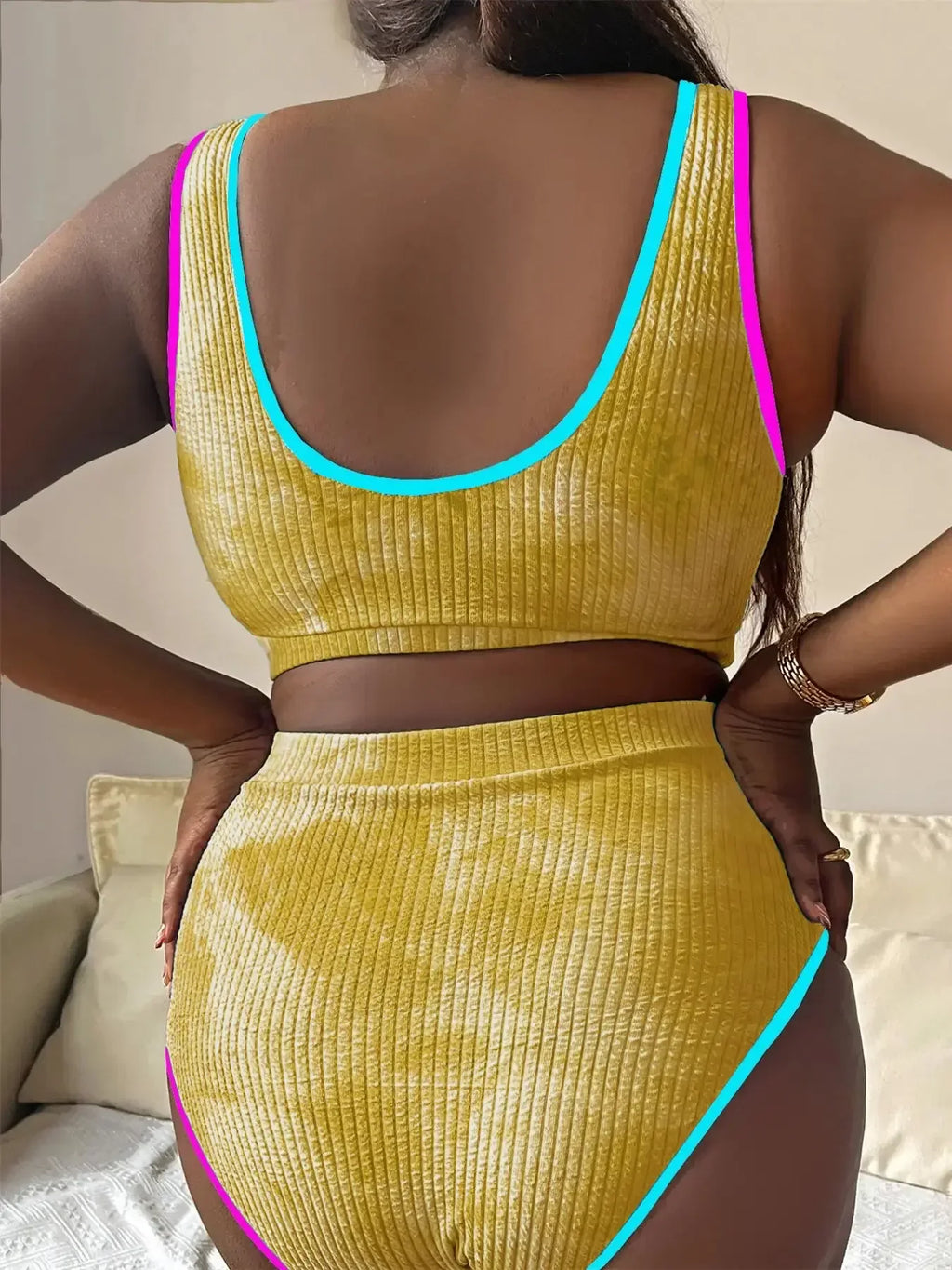 Large Size 3XL Women's Patchwork Swimsuit Sexy Backless High Waist Swimwear Textured Bikini Set Female Beachwear Holiday Biquini