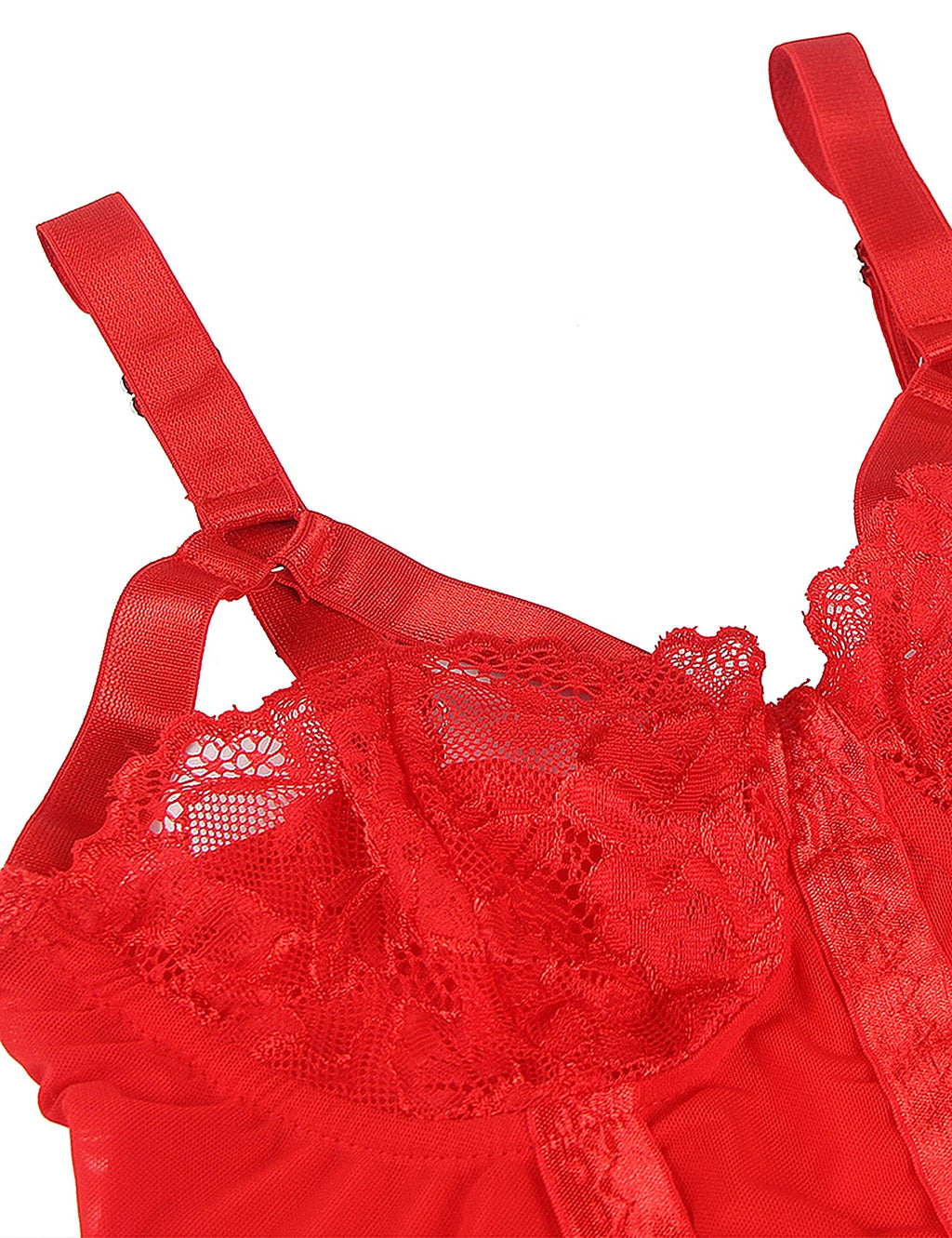 Over Size Lace Red Bodysuit Women Jumpsuit With Adjusted-straps Bodycon Slimming Clubwear Women Garter Temptation Mesh Lingerie