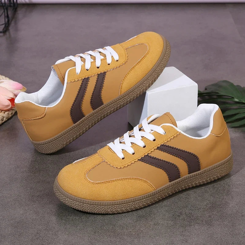 2026 Women's Flats Round Toe Lace-Up Platform German Training Shoes Women Comfy Plus Size 43 Non Slip Soft Sole Sneakers Woman