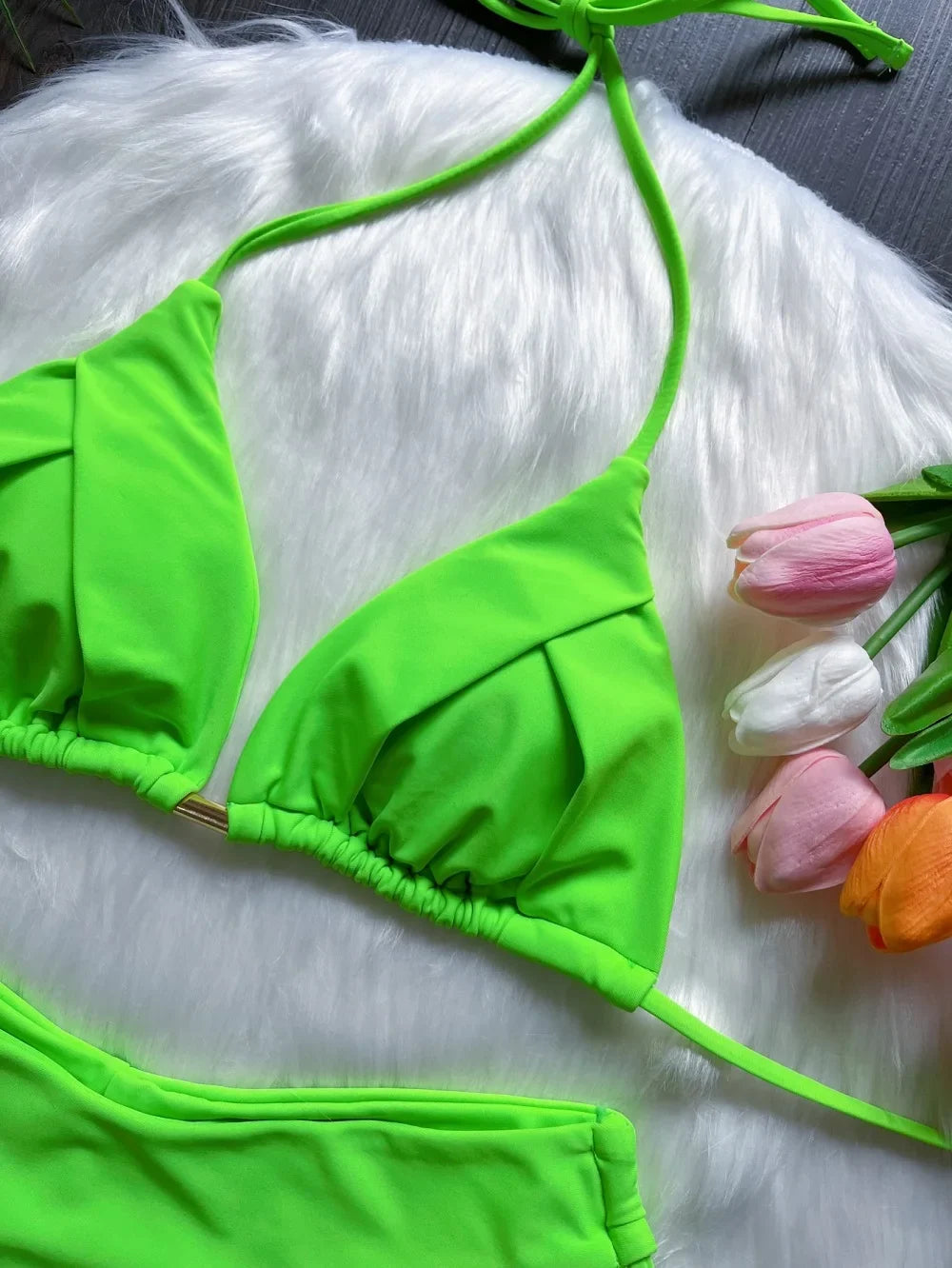 Sexy Folds Bikini Set Solid Micro Bikinis Women Swimsuit Female Triangle Swimwear Beach Wear Bathing Suit