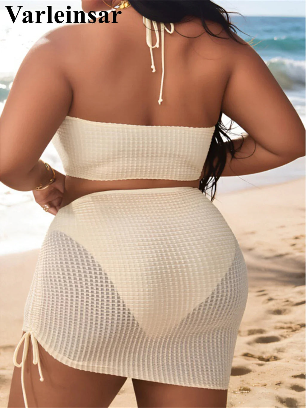 0XL - 4XL 3PCS Bikini Plus Size Large Size Swimwear Women Swimsuit Female Three-pieces Bikini set Bather Bathing Suit Swim V8191