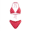 2026 Fashion Women's 2 Piece Bikini Set for Beach Pool Dots Print Swimwear Halter Bra and Low Waist Briefs Bathing Suits