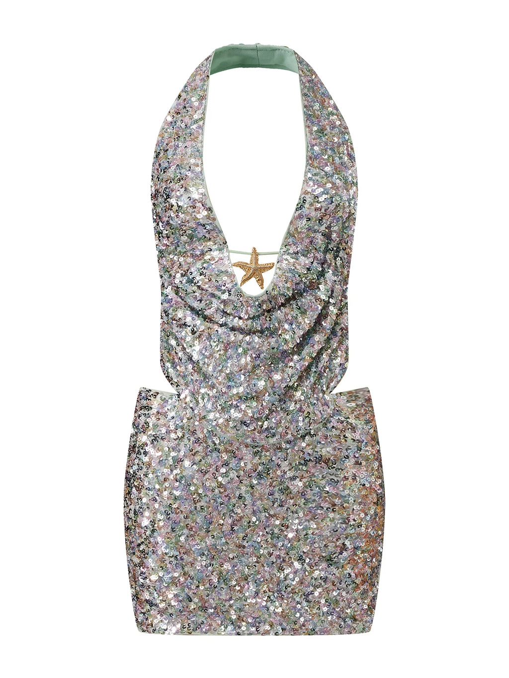 Summer Women Party Evening Sequins Outfits Backless Halter Low Cut Vest and Pencil Skirt Sets Y2K Aesthetic Clothes
