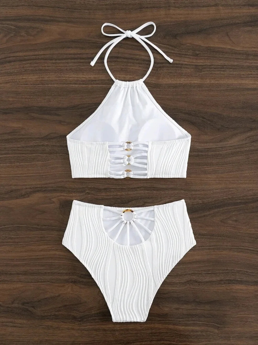 2026 Sexy High Wasited Swimsuit Women Solid White Bikini High Neck Swimwear Female Bathers Bathing Swimming Swim Suit Beachwear
