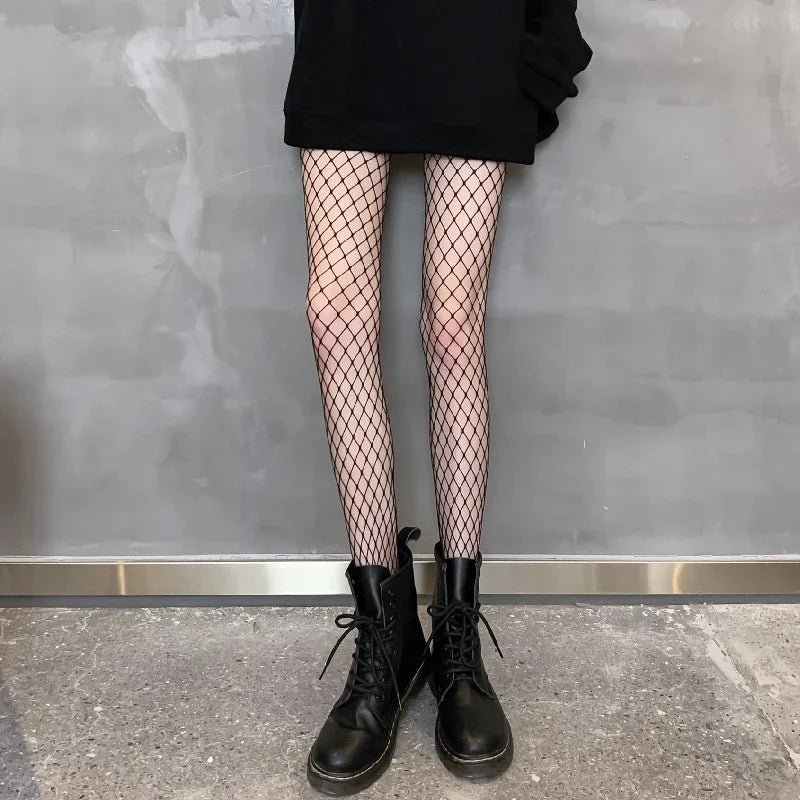 Sexy High Waist Fishnet Tights for Women – Hollow Out Pantyhose, Plus Size XXXL, Black Lingerie Stockings (1PCS/3PCS)