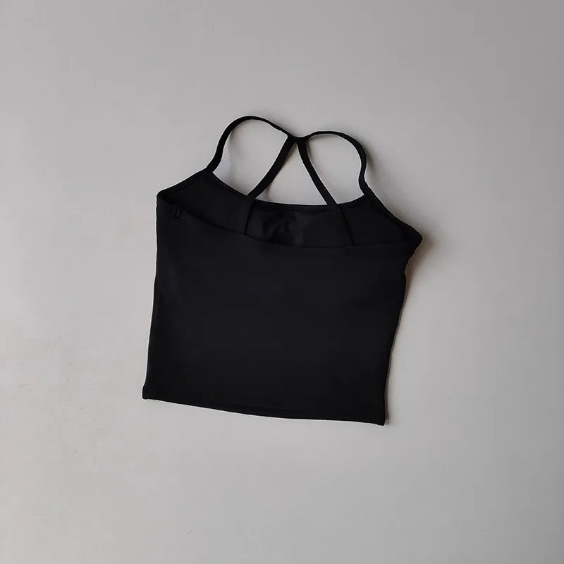 Women's Slim Fit Nude Sports Bra Yoga Fitness Vest Skin Friendly Pilates Top Beautiful Back Design Suspension Yoga Fitness Top