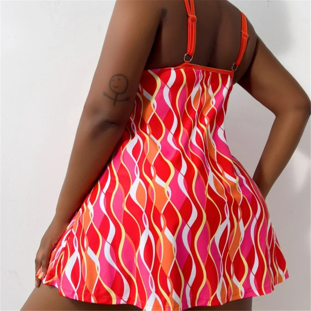 0XL - 4XL New Printed Bikini Large Size Swimwear Plus Size Women Swimsuit Female Two-pieces Bikini Set Bather Bathing Suit V5909