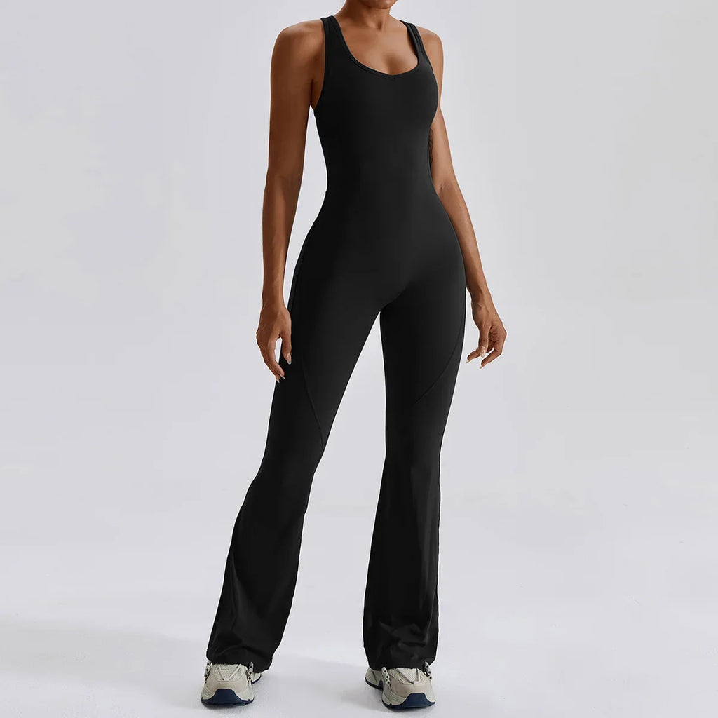 Women Fitness Bodysuit Backless One Piece Yoga Set Jumpsuit Sports Gym Workout Clothes Tights Active Wear Slim Playsuit Female