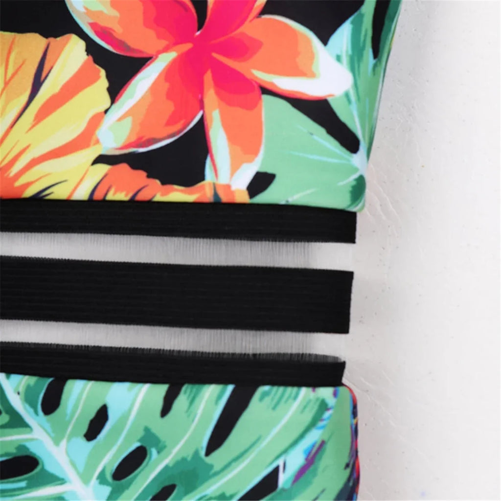 S - XL Leaves Printed Underwired With Bra Cup Women Swimwear One Piece Swimsuit Female Monokini Bather Bathing Suit Swim V5466