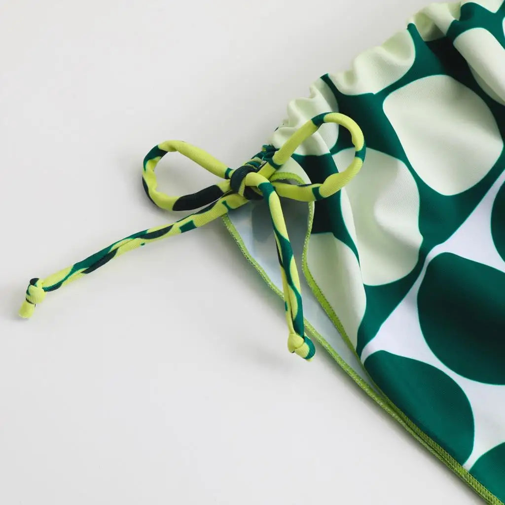 4 Pieces Random Dot Print Tie Side Halter Bikinis Swimsuit & Beach Skirt Sexy Swimwear Women 2026 Bathing Swimming Suit Female
