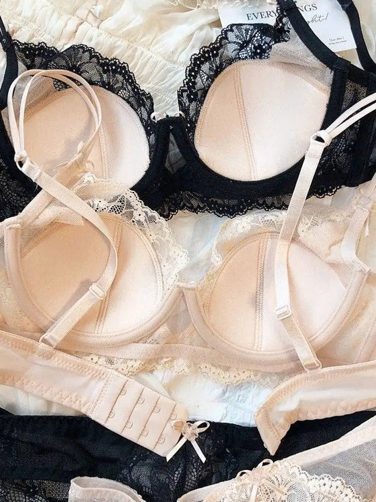French Style Lace Bra Set Women Sexy Underwear Push Up Seductive Lingerie Set Summer Breathable Comfortable Easy Thin Bralette