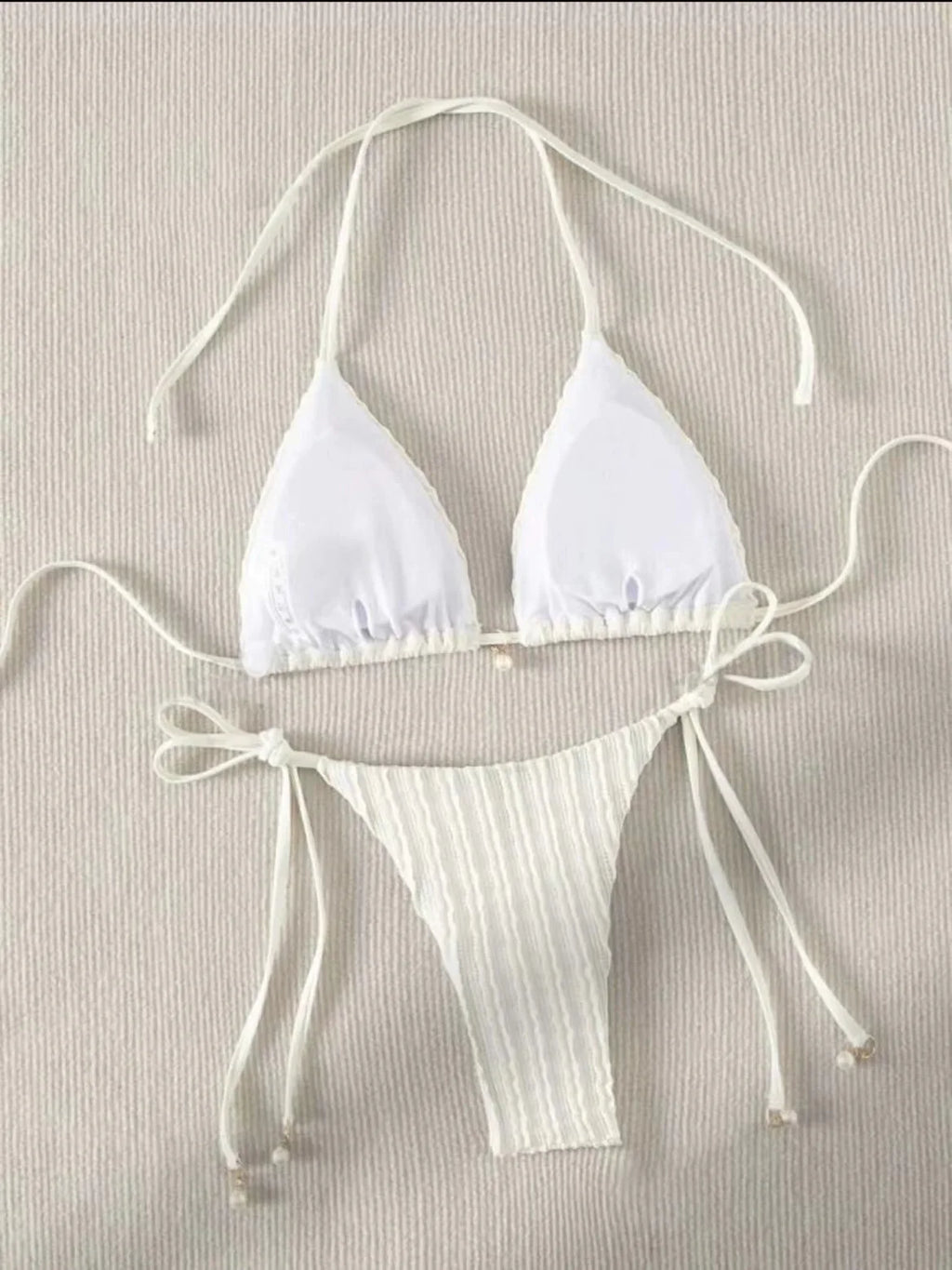 sexy milky ribbed halter micro mini bikini sets two pieces tie women thong swimsuit female bathing suit swimwear biquini