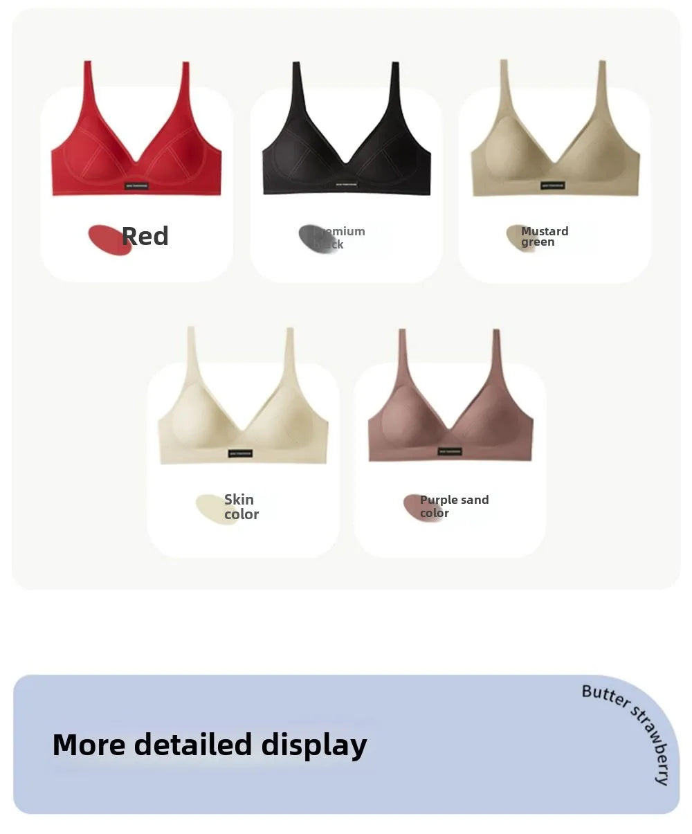 MOYISU Lingerie Women's Summer Traceless Small Bra Pull Together No Underwire Jelly Bar Soft Support Tuck Back Bra Cover ABC Cup