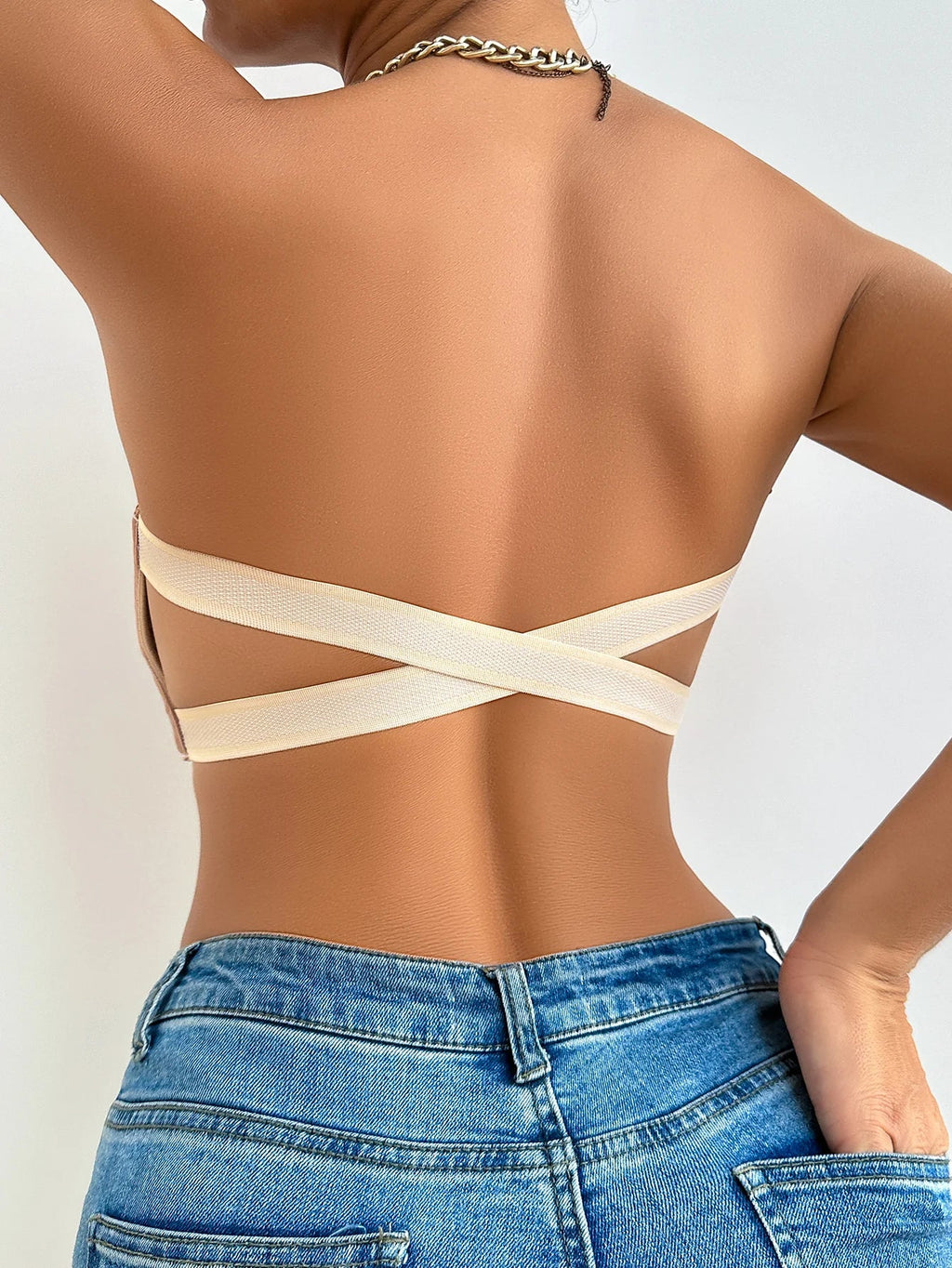 Women Strapless Lingerie Front BuckleAnti Slip Gathering Invisible straplessBack Lingerie Wrap Bra Pull Up Pink Brassere MR2832