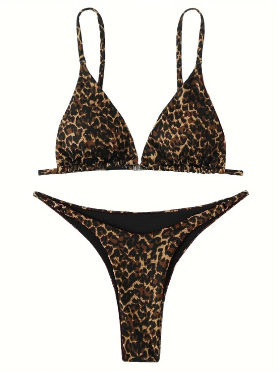2025 Sexy Leopard Brazilian Bikini Women Swimsuit Female Thong Swimwear Two Pieces Bikini Set Mini Micro Bathing Suit Swim Lady